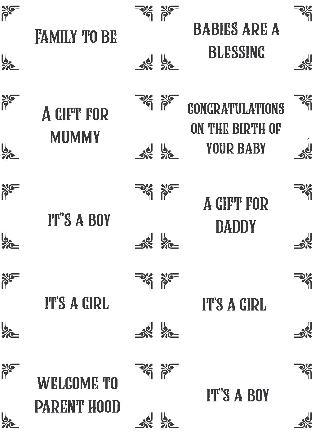 Baby Shower Gift Box Labels