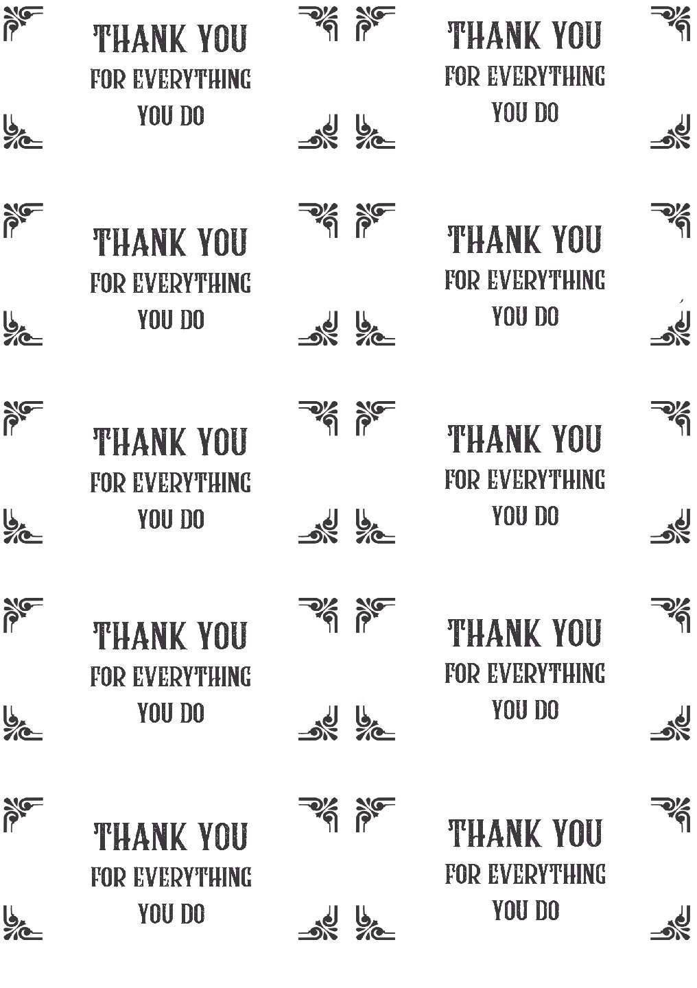 Thank you for Everything you do Gift Box Labels