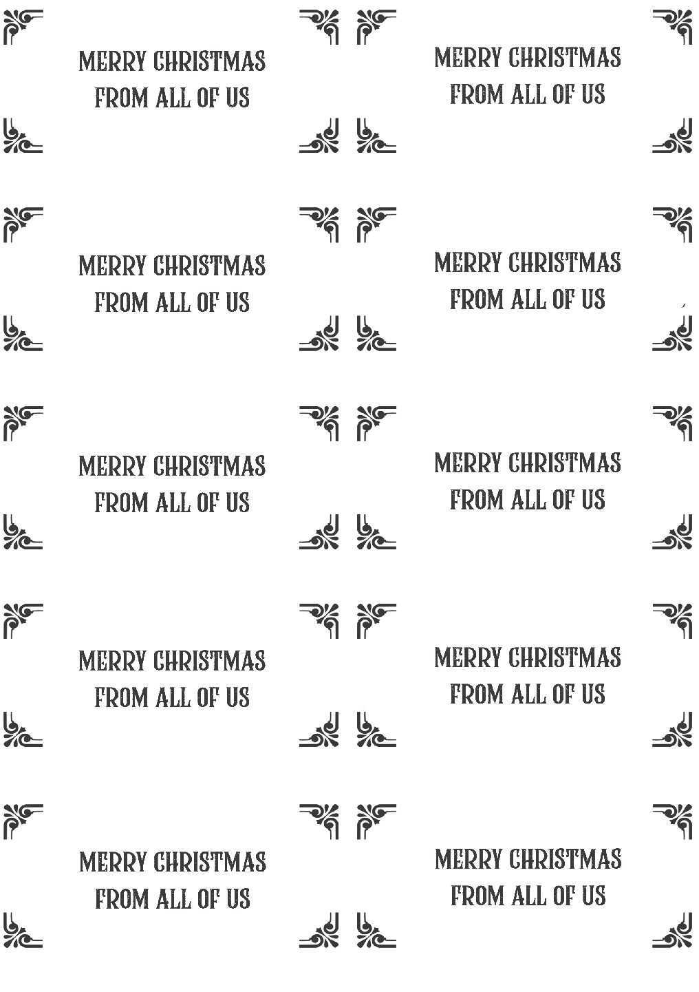 Christmas "From all of us" Gift Box Labels