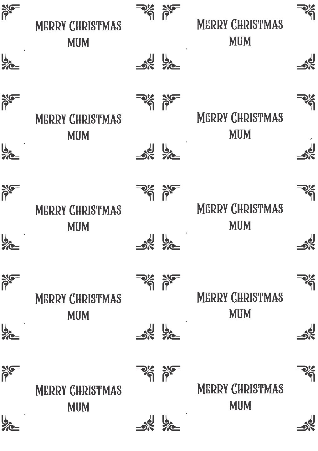 Christmas "Mum" Gift Box Labels