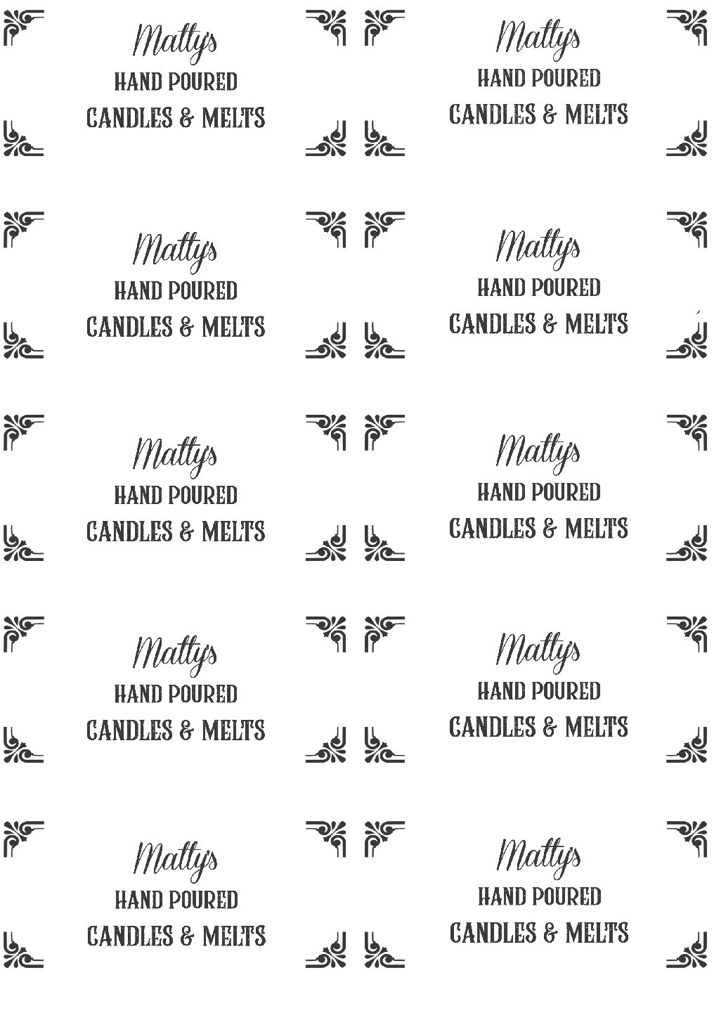 Hand Poured Scented Candles and Melts Gift Box Labels