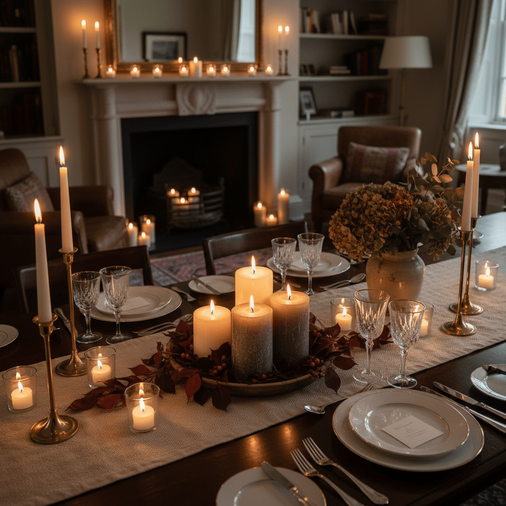 Illuminate Your Dinner Party: Exquisite Candle Table Setting Ideas from Matty's Candles - setting table with candles — Elevate your next UK dinner party with exquisite ca