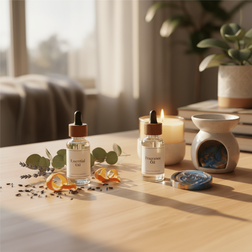 Decoding Scents: Essential Oils vs. Fragrance Oils in Your Home Fragrance Journey - Uncover the difference between essential oils and fragrance oils for candles & w