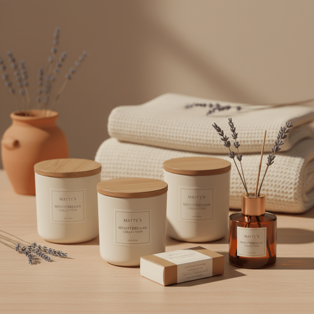 Matty's Candles: Mediterranean Collection - Your Scented Escape - Escape to sun-drenched shores with Matty's Mediterranean Collection candles. Han