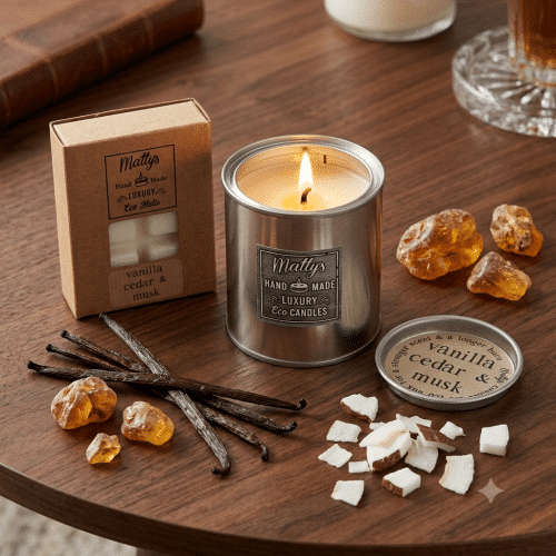 Vanilla Cedar Musk Scented Candle